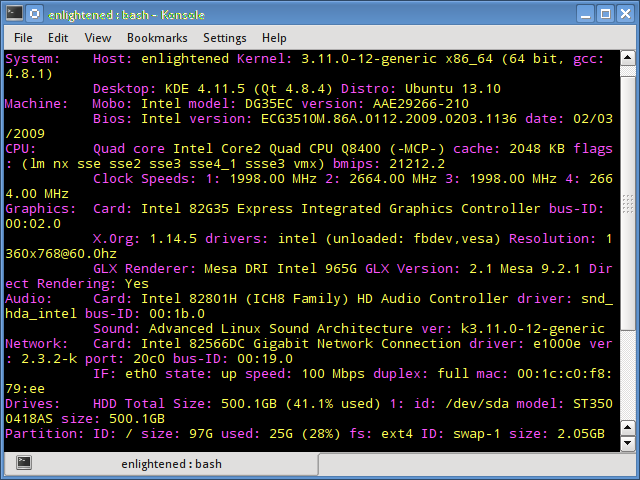 inxi linux hardware information tool