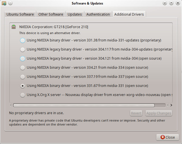 ubuntu software updates nvidia
