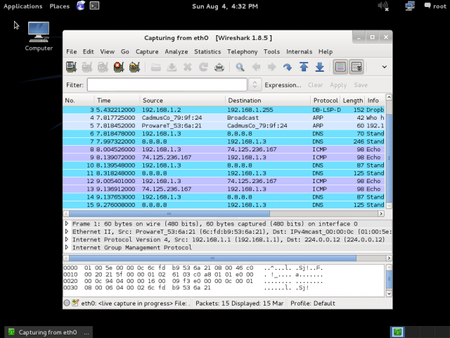 kali linux wireshark