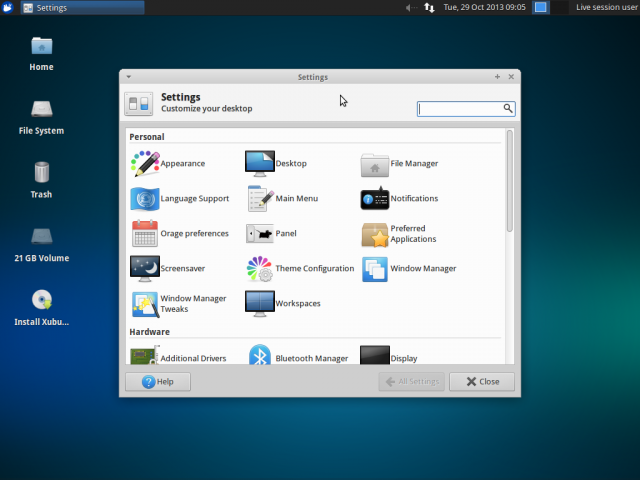 xubuntu 13.10 settings manager