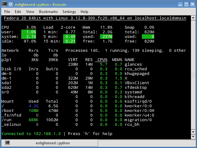 Monitor remote linux server with glances