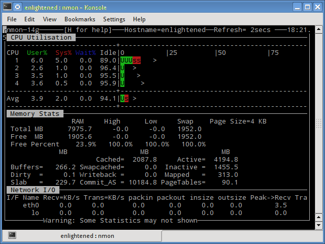 nmon cpu memory network usage