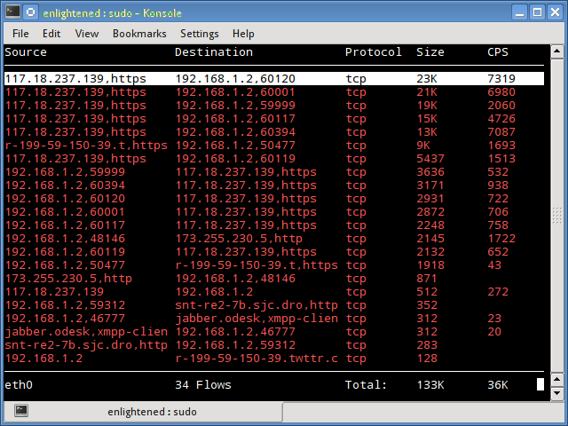 trafshow linux network monitor