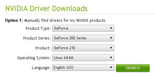 nvidia linux driver search