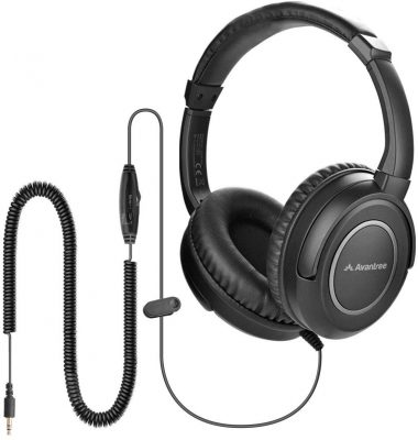 Avantree HF039 Long Coiled Cord Headphones