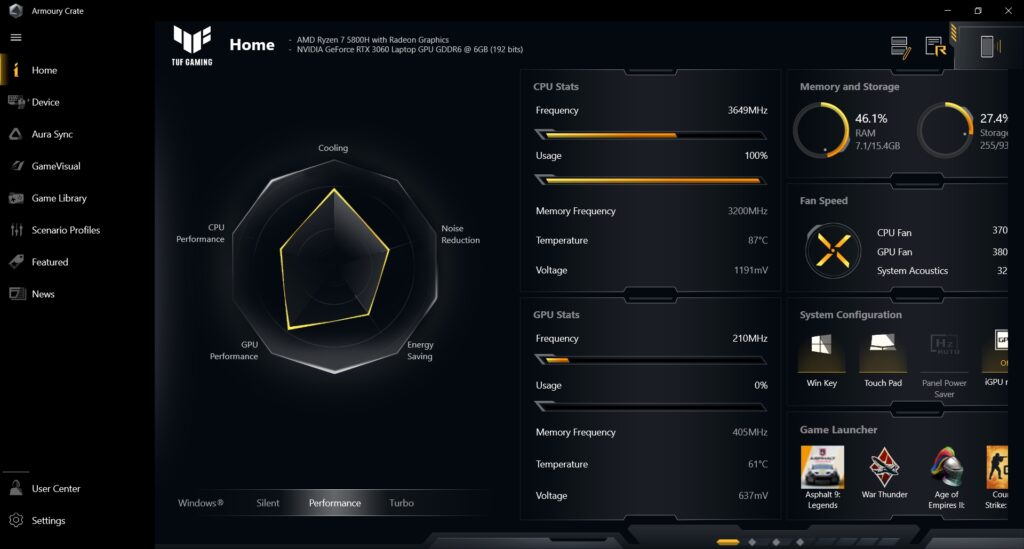 ARMOURY CRATE Asus TUF A17 FA706QM-HX008TS