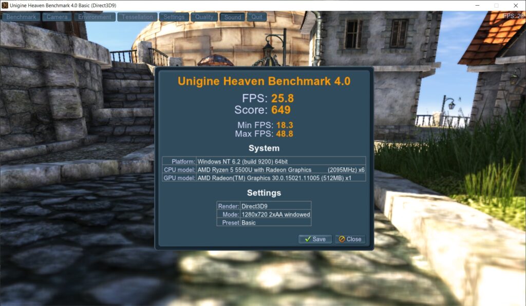 Acer Aspire 5 A515-45-R0HB Unigine Heaven Benchmark