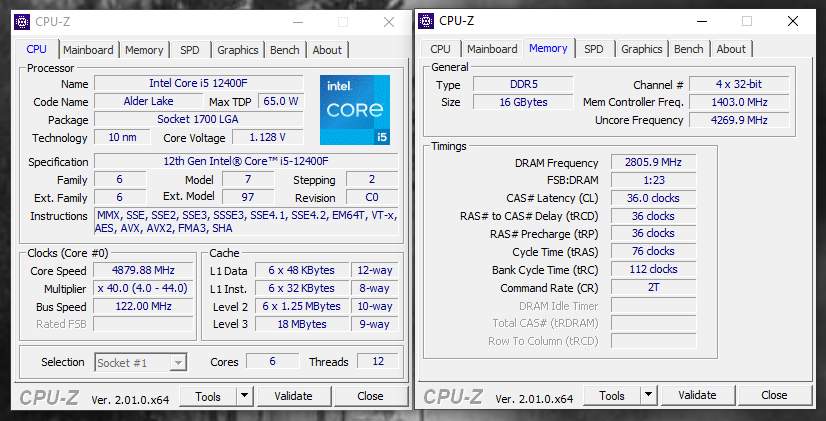 Cpu-z DDR5 Intel high uncore frequency