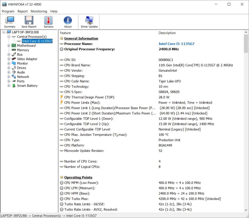 HwInfo CPU Details