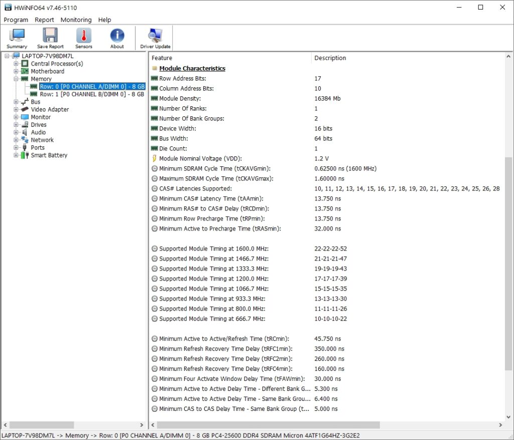 Hwinfo Ram Module Timings on Windows