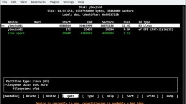 Cfdisk Check Unallocated Disk Space