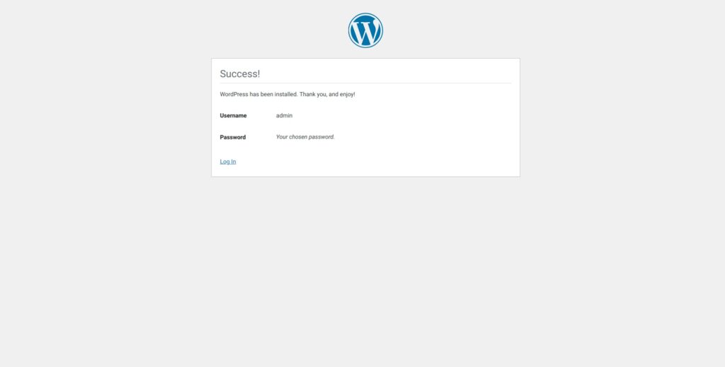 Wordpress Installation Complete