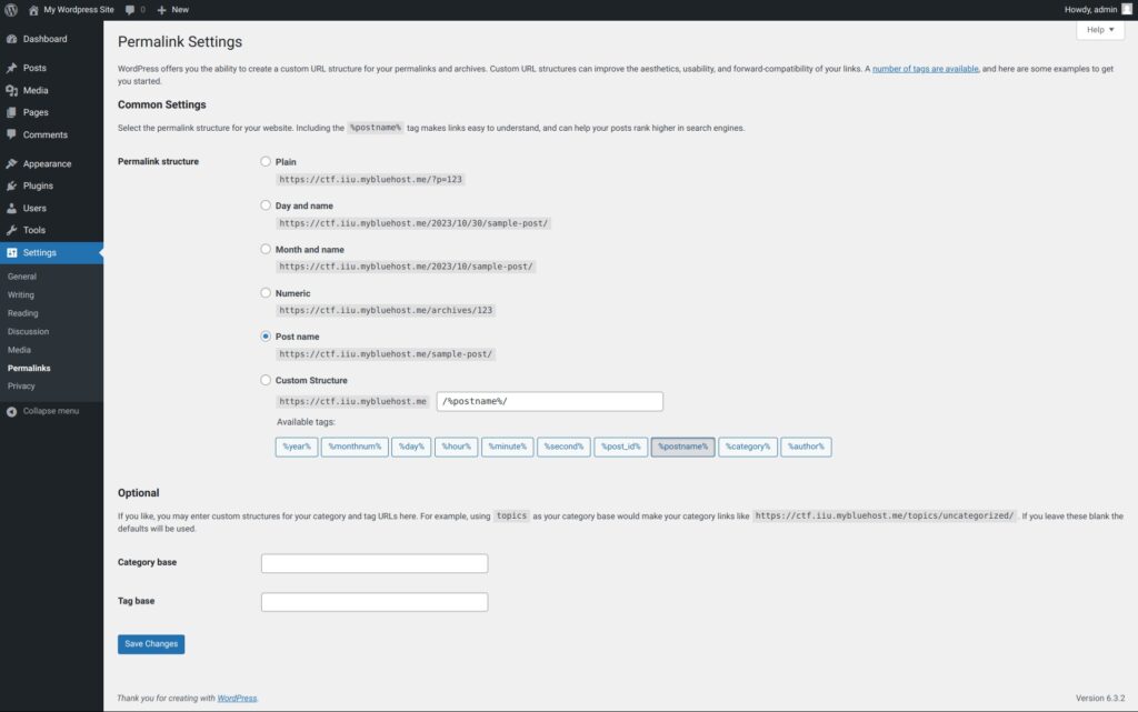 Wordpress Permalink Settings