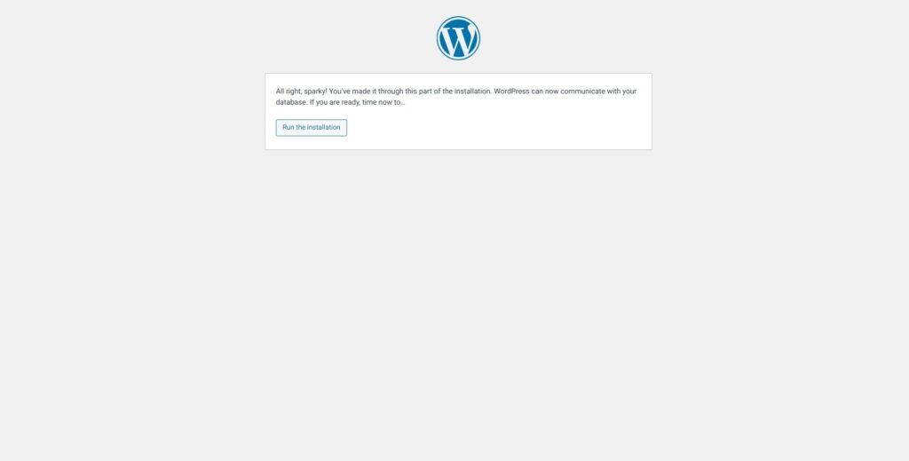 Wordpress Setup Database Connection Ready