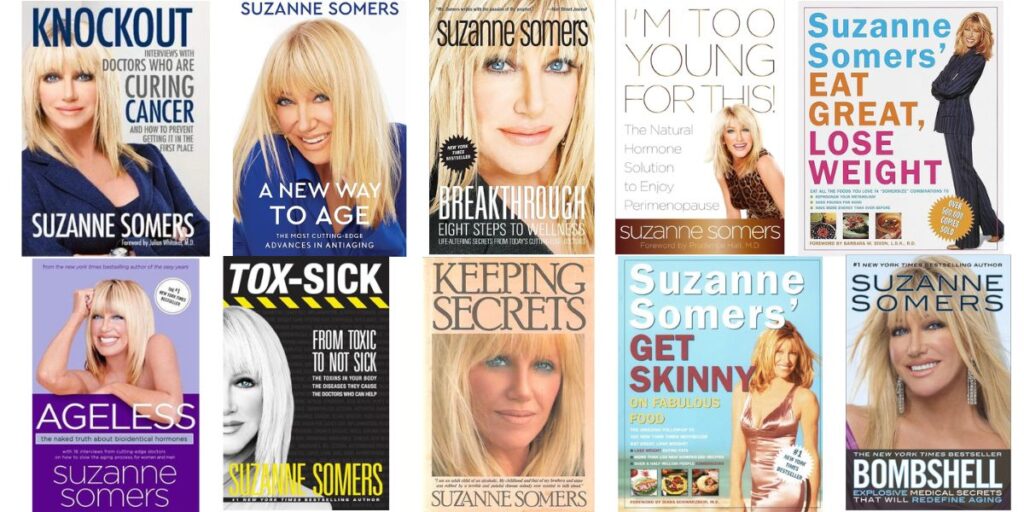 The many books authored by Suzanne Somers